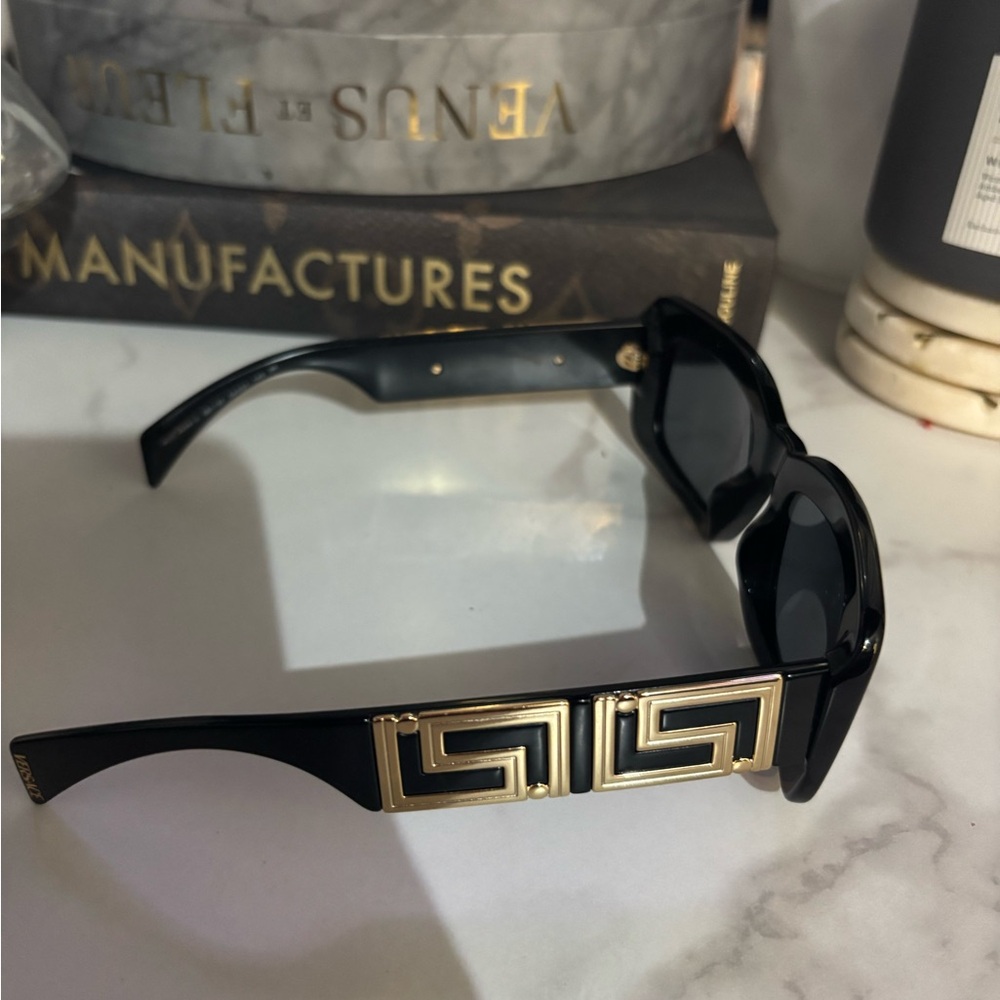 Versace Black Rectangular Sunglasses - image 2